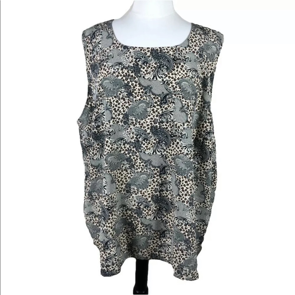 Maggie Barnes Sz 32 W NWT Animal Print Paisley Blouse Sleeveless Mob Wife Career